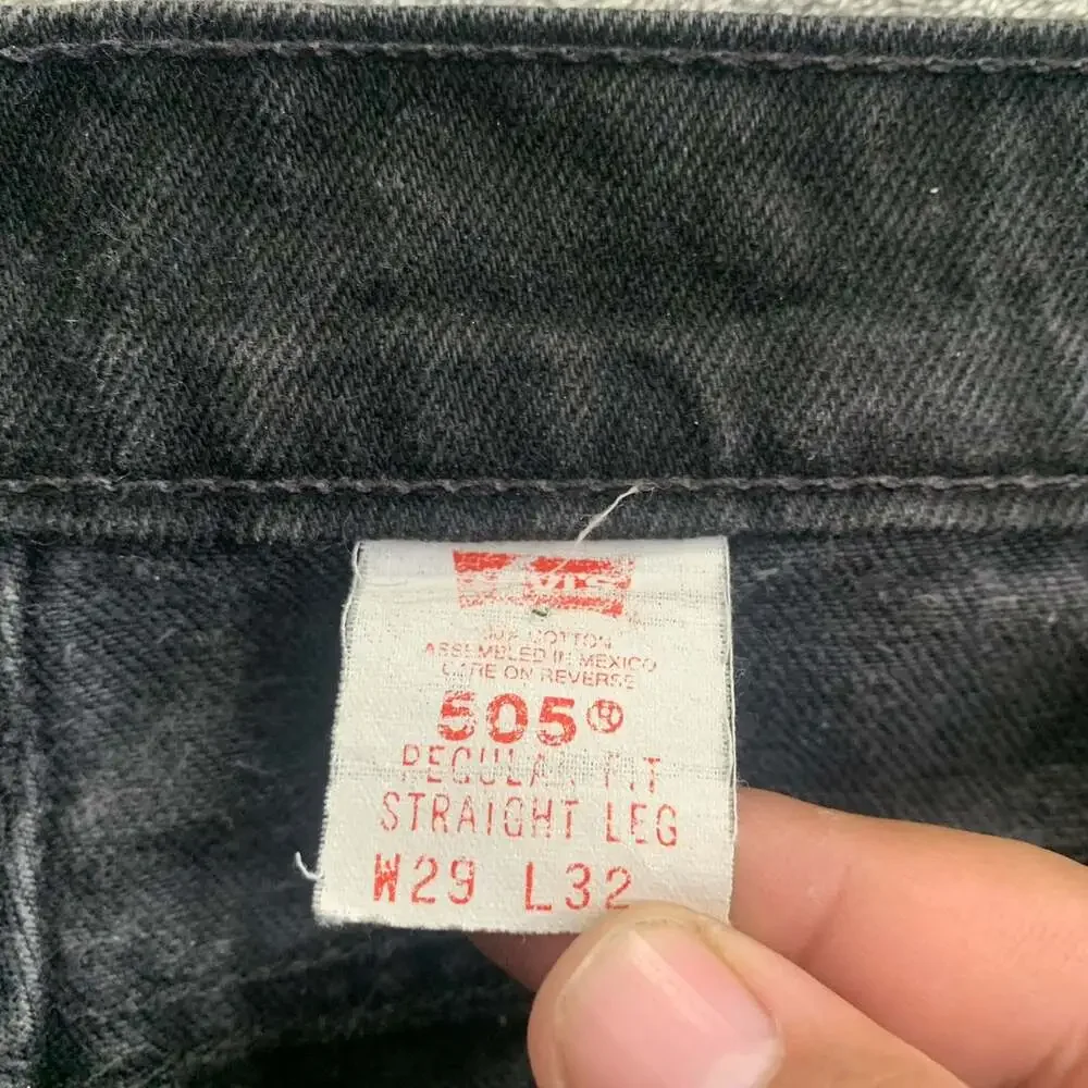 Vintage Levi’s Orange Tab 505 Jeans Mens 29x26 Black Reg Fit Straight Leg Mexico